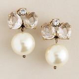 Vintage Crystal Bow Tie Pearl Earrings