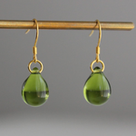 Vintage Green Bright Drop Gold Earrings
