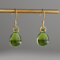 Vintage Green Bright Drop Gold Earrings