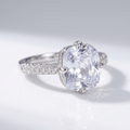 Oval Zirconia White Gold Elegant Ring