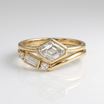 Geometric Diamond Gold Ring Set
