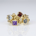 Colourful Gemstone Gold Stacking Ring Set