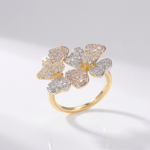 Triple Butterfly Crystal Gold Ring