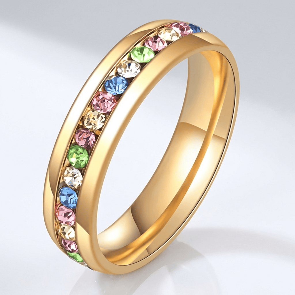 Colourful Crystal Eternity Band Ring