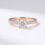 Round Zirconia Rose Gold Pavé Ring