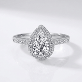 Pear Zirconia Silver Halo Ring