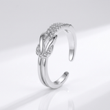 Silver Zirconia Wrap Ring - (Adjustable)