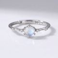 Silver Moonstone Vintage Ring - (Adjustable)
