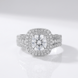 Silver Round Diamond Halo Ring