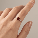 Silver Rose Diamond Ring - (Adjustable)