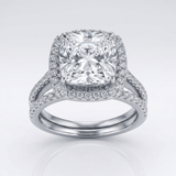 Silver Square Zirconia Halo Ring