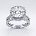 Silver Square Zirconia Halo Ring