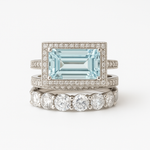 Vintage Silver Turquoise Glass Ring Set