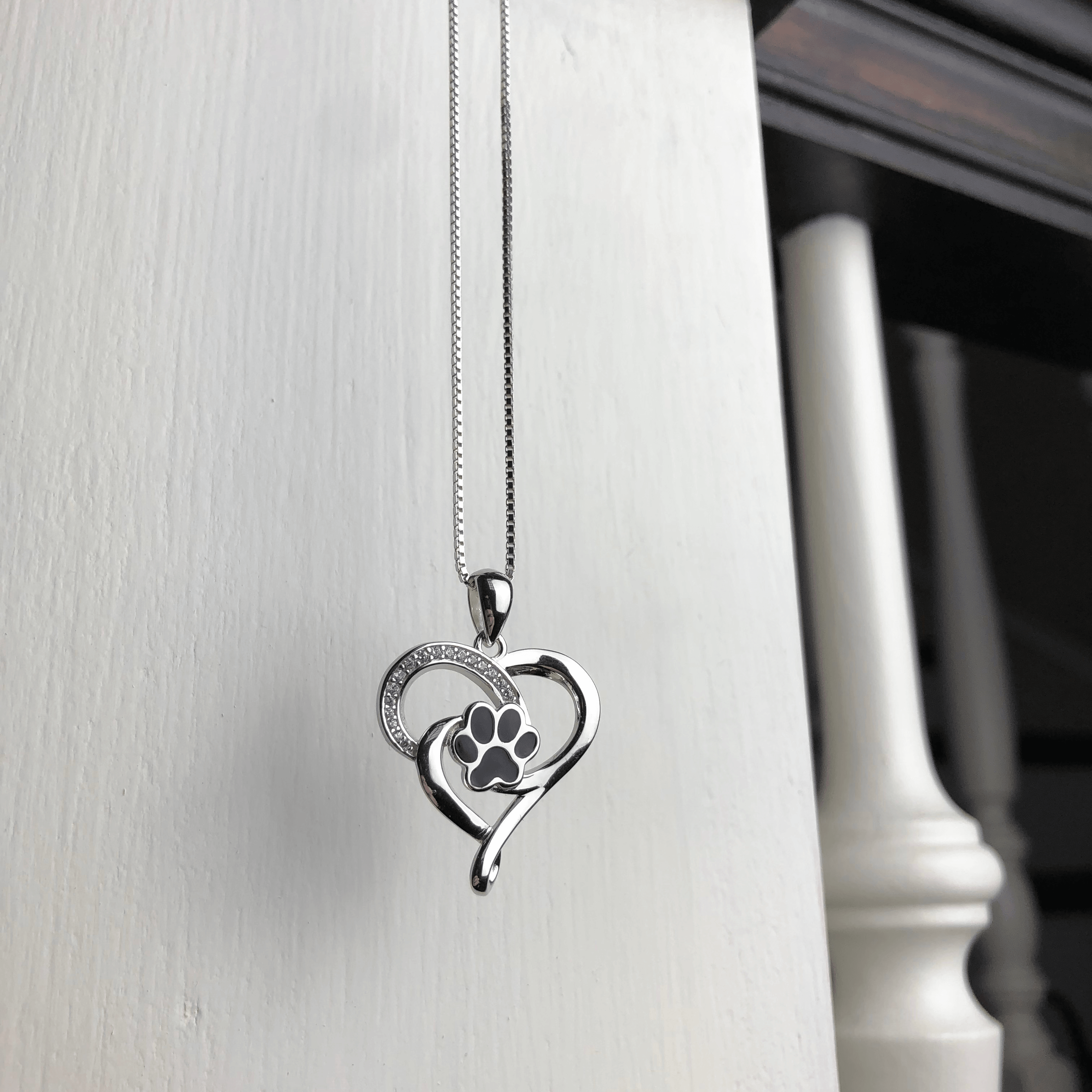 Stainless Steel Infinity Necklace with Heart & Paw