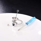 Love Heart Paw Print Urn Ring – Pet Memorial Cremation Jewellery