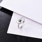 Love Heart Paw Print Urn Ring – Pet Memorial Cremation Jewellery
