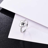 Love Heart Paw Print Urn Ring – Pet Memorial Cremation Jewellery