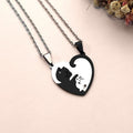 Yin Yang Black and White Cat Love Necklace